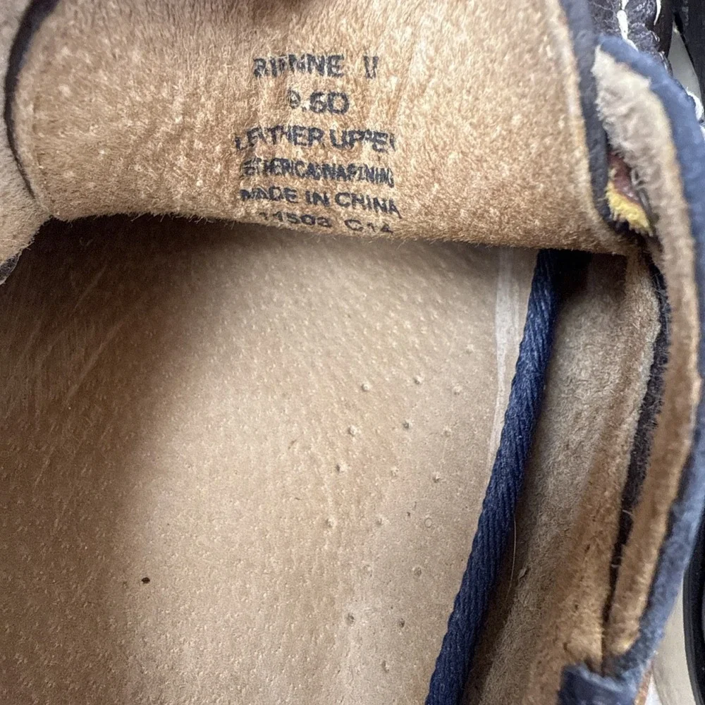 Polo Ralph Lauren Men's 9.5D Bienne II Leather Boat Shoes Blue & Dark Brown